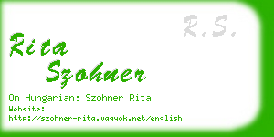 rita szohner business card